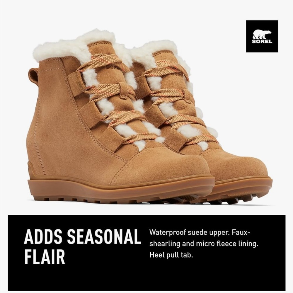 Brand New Women's Evie II Cozy Lace-Up Tan Booties